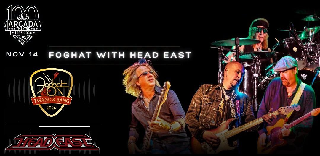 See Foghat and Head East in concert at the Arcada Theatre in St. Charles, IL on November 14, 2026.